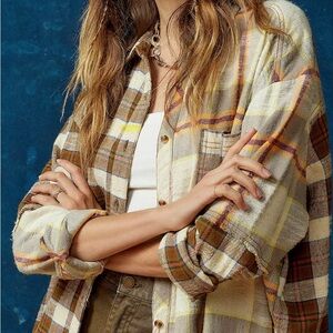 NWT BDG One Way Or Another Plaid Cotton Button-Down Shirt size XL